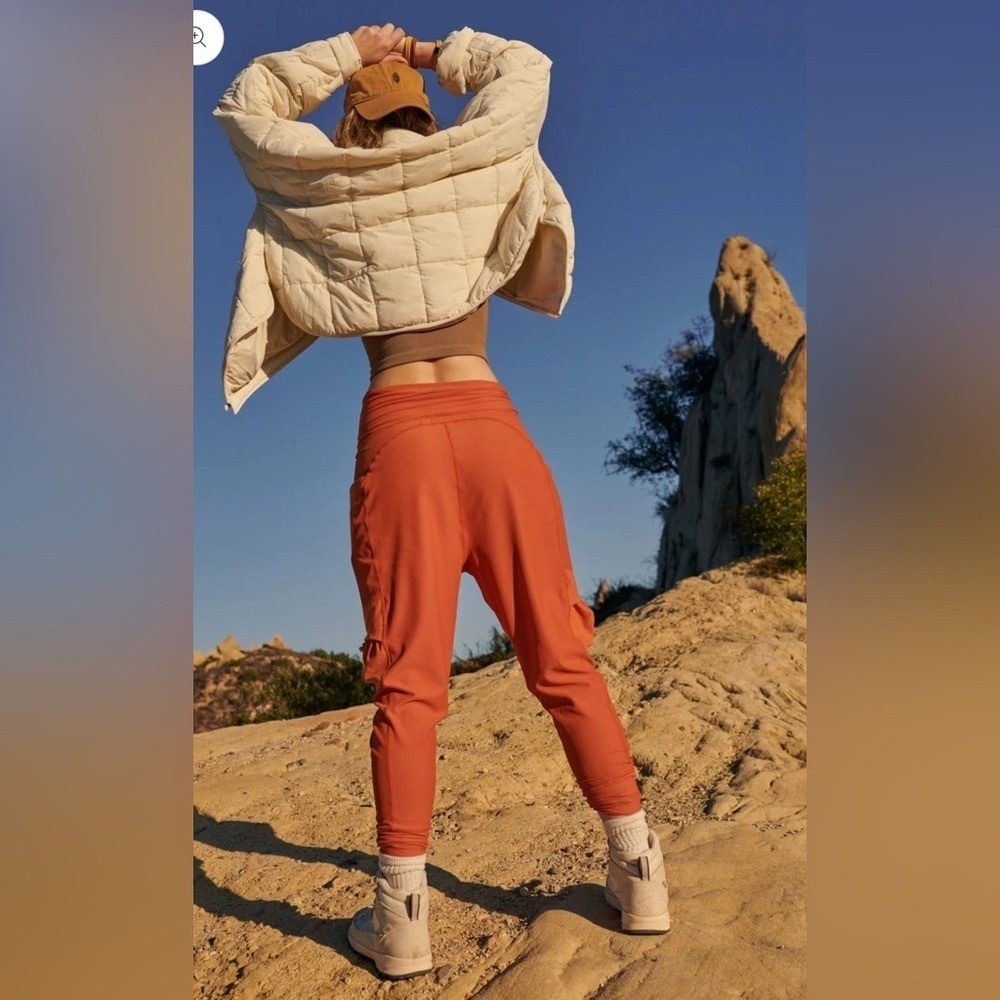 Free People Movement Take A Hike Harem Pants High Waisted Orange Red XS - Picture 3 of 9
